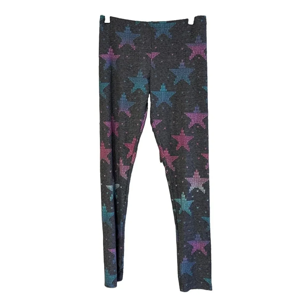 So Girls Gray Leggings Stars 16 Colorful Elastic Waist Pullon